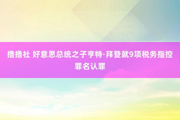 撸撸社 好意思总统之子亨特·拜登就9项税务指控罪名认罪