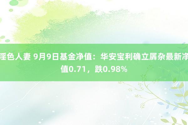 淫色人妻 9月9日基金净值：华安宝利确立羼杂最新净值0.71，跌0.98%