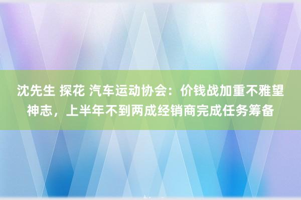 沈先生 探花 汽车运动协会：价钱战加重不雅望神志，上半年不到两成经销商完成任务筹备