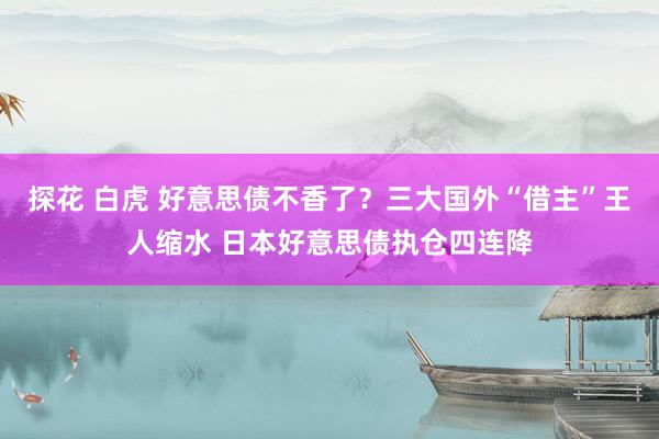 探花 白虎 好意思债不香了？三大国外“借主”王人缩水 日本好意思债执仓四连降