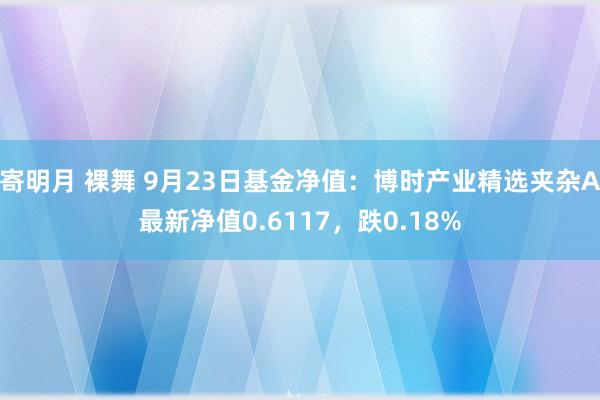 寄明月 裸舞 9月23日基金净值：博时产业精选夹杂A最新净值0.6117，跌0.18%