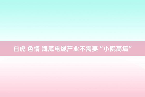 白虎 色情 海底电缆产业不需要“小院高墙”