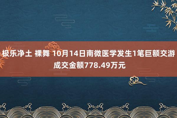 极乐净土 裸舞 10月14日南微医学发生1笔巨额交游 成交金额778.49万元