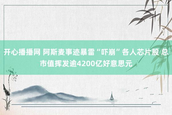 开心播播网 阿斯麦事迹暴雷“吓崩”各人芯片股 总市值挥发逾4200亿好意思元