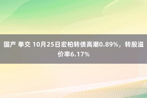 国产 拳交 10月25日宏柏转债高潮0.89%，转股溢价率6.17%