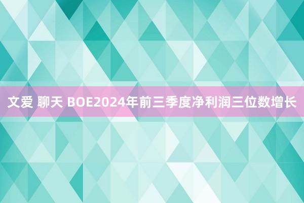 文爱 聊天 BOE2024年前三季度净利润三位数增长