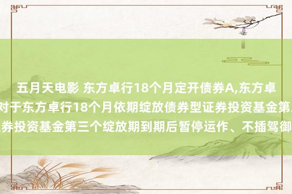 五月天电影 东方卓行18个月定开债券A，东方卓行18个月定开债券C: 对于东方卓行18个月依期绽放债券型证券投资基金第三个绽放期到期后暂停运作、不插驾御一阻滞期的公告