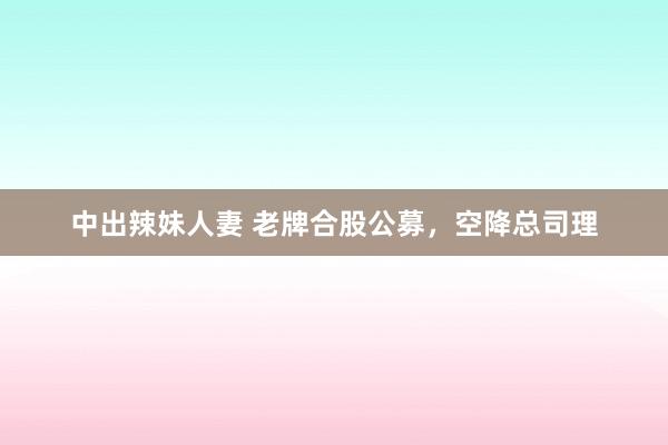 中出辣妹人妻 老牌合股公募，空降总司理